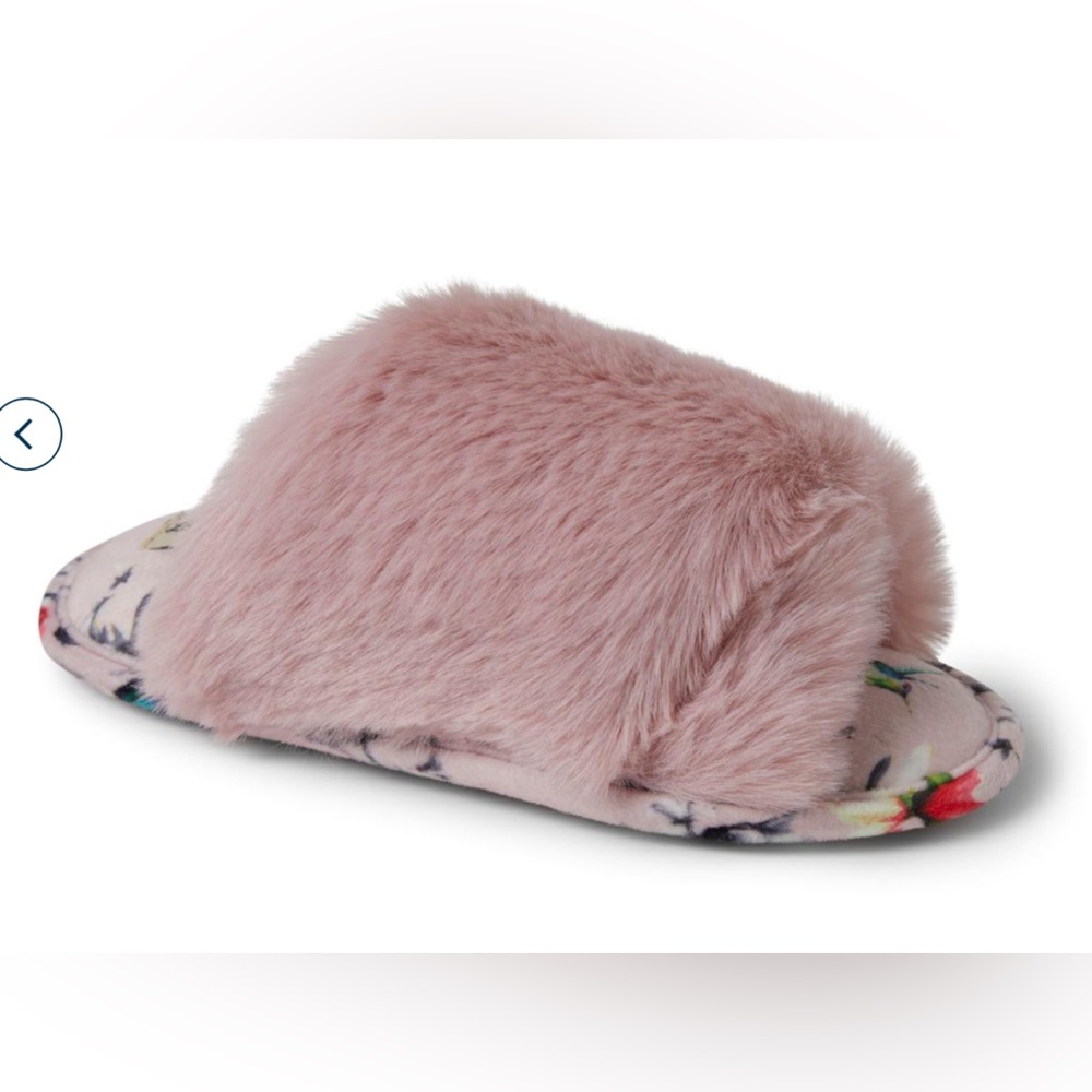 Dearfoams - Louise Fuzzy Cross Band Slide Slipper with Eyemask Gift Set -XL -new